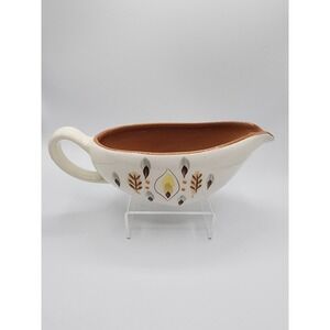 Stangl Amber Glo gravy boat mid-century yellow orange brown cream pottery